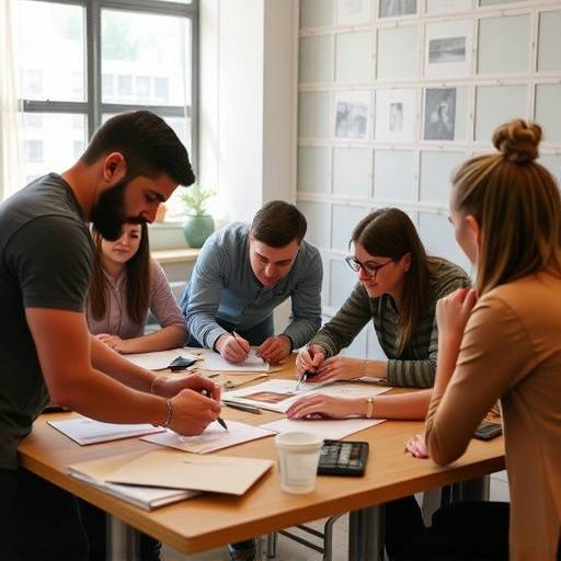 Immagine di un workshop di gruppo con partecipanti che collaborano