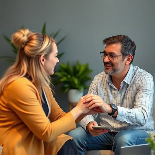 Un coach che guida un cliente verso i suoi obiettivi