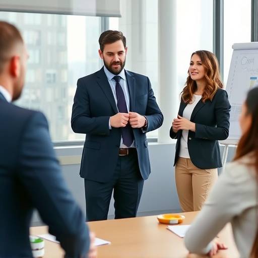 Un coach che spiega strategie di business durante una sessione di coaching