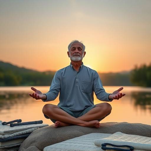 Un leader seduto in meditazione, circondato da un ambiente tranquillo e sereno